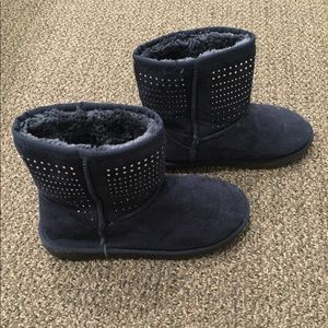 Faux Fur Navy Blue Boots